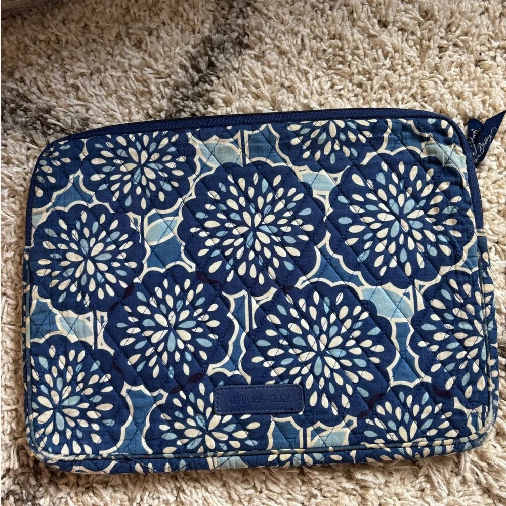 Vera Bradley Navy and Light Blue Floral Laptop Cover